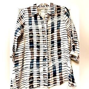 CHRISTOPHER CALVIN linen blouse, S,‎ EUC